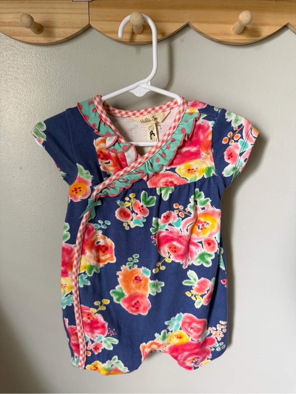 Matilda Jane Going Places Floral Knit Romper 6-12M Cotton Short Sleeve Snap